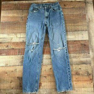 vintage lee men's size 30 distressed relaxed fit denim jeans in medium blue
